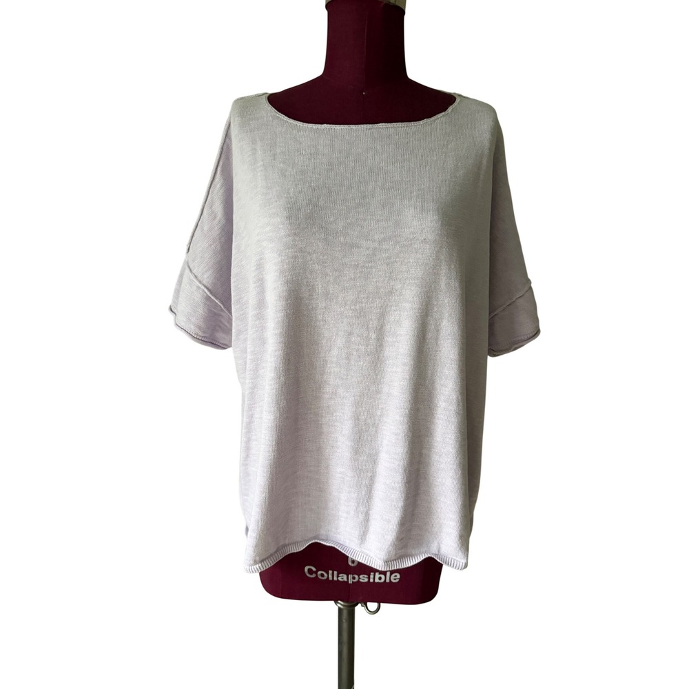 Free People Beach Top Linen Blend Oversized Boxy Knit Lavender purple XS